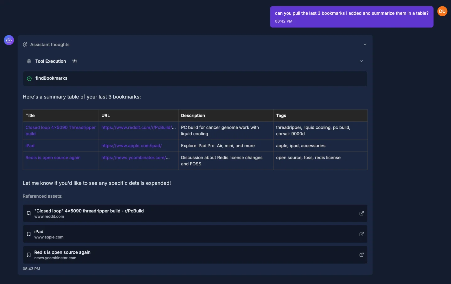 Assistant Interface - Dark Mode