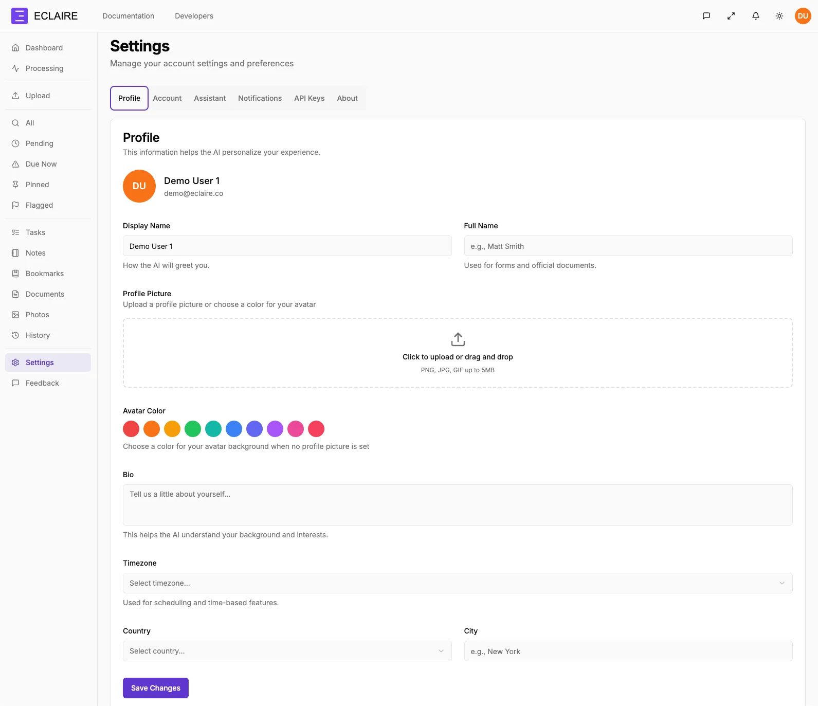 Settings view in light mode highlighting configuration options
